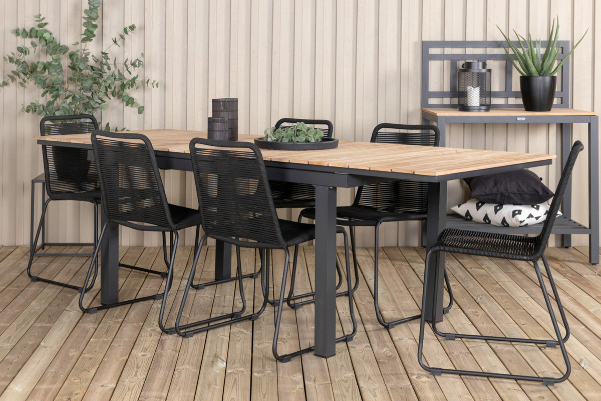 Venture Design Mexico & Lindos Matbord 90x180/240 + Matstolar Svart