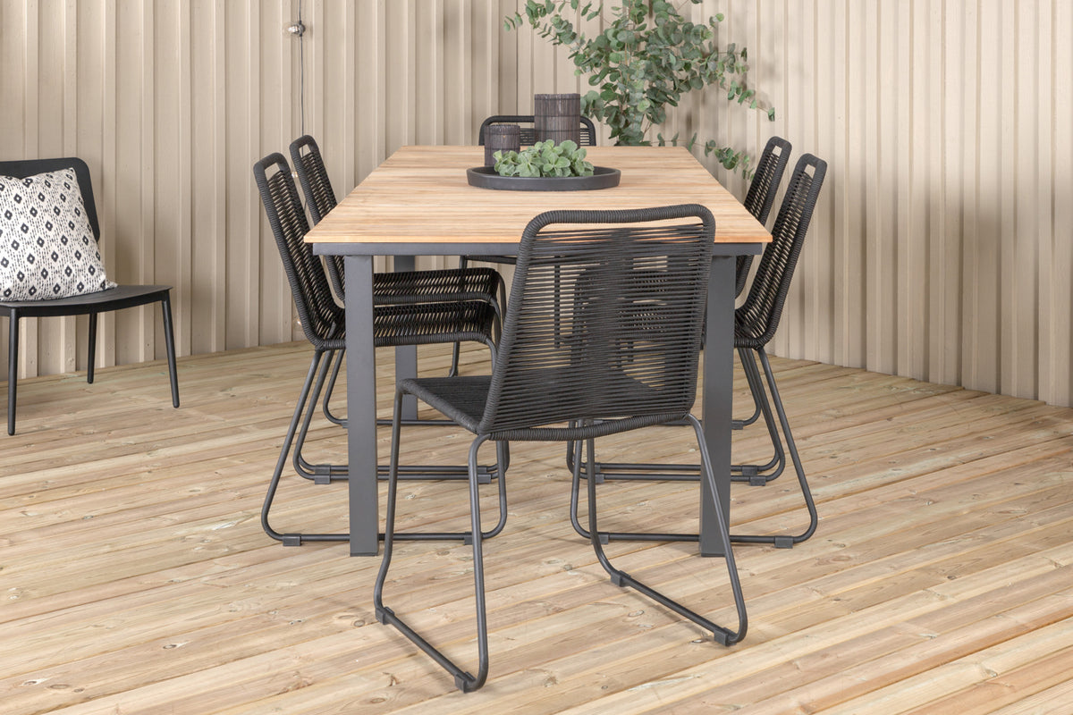Venture Design Mexico & Lindos Matbord 90x180/240 + Matstolar Svart