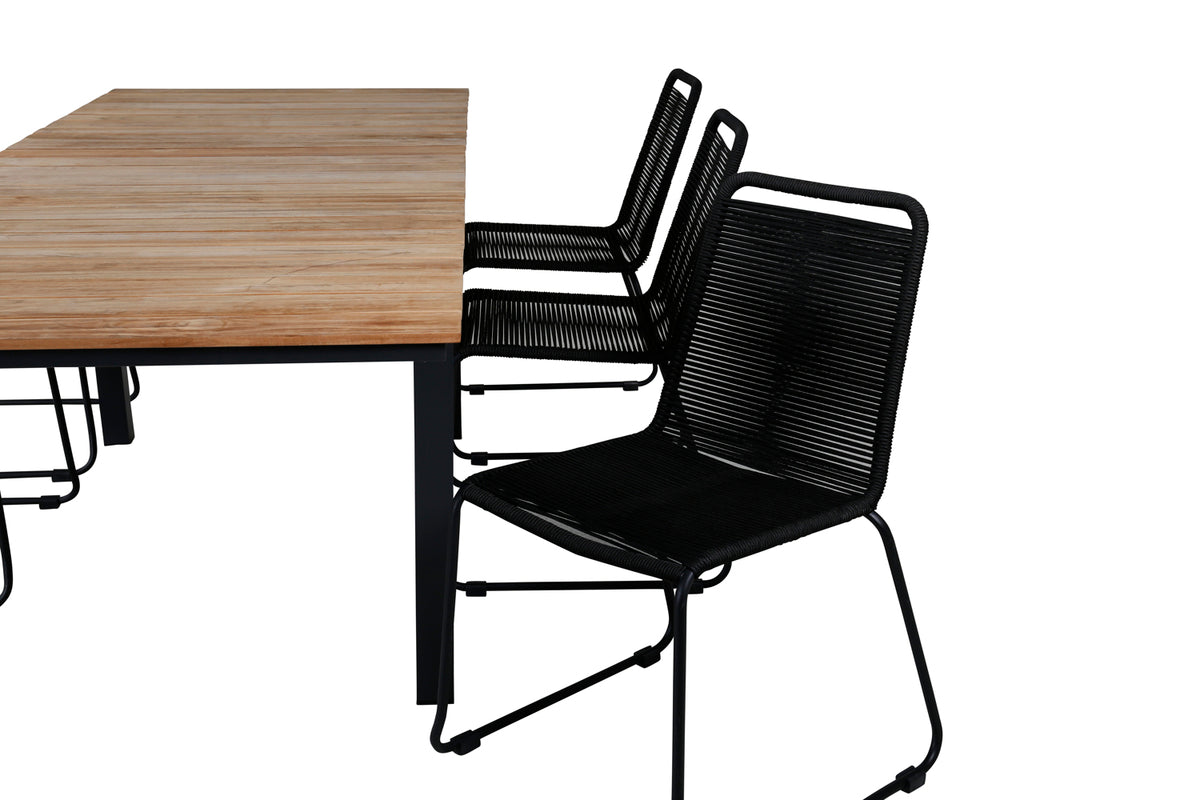 Venture Design Mexico & Lindos Matbord 90x180/240 + Matstolar Svart