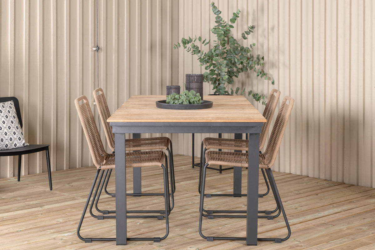 Venture Design Mexico & Lindos Matbord 90x180/240 + Matstolar Brun