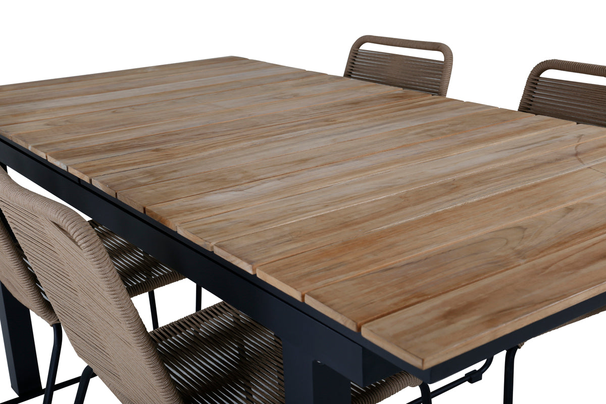 Venture Design Mexico & Lindos Matbord 90x180/240 + Matstolar Brun