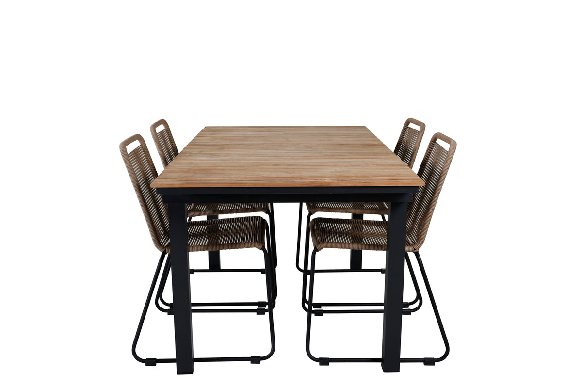 Venture Design Mexico & Lindos Matbord 90x180/240 + Matstolar Brun