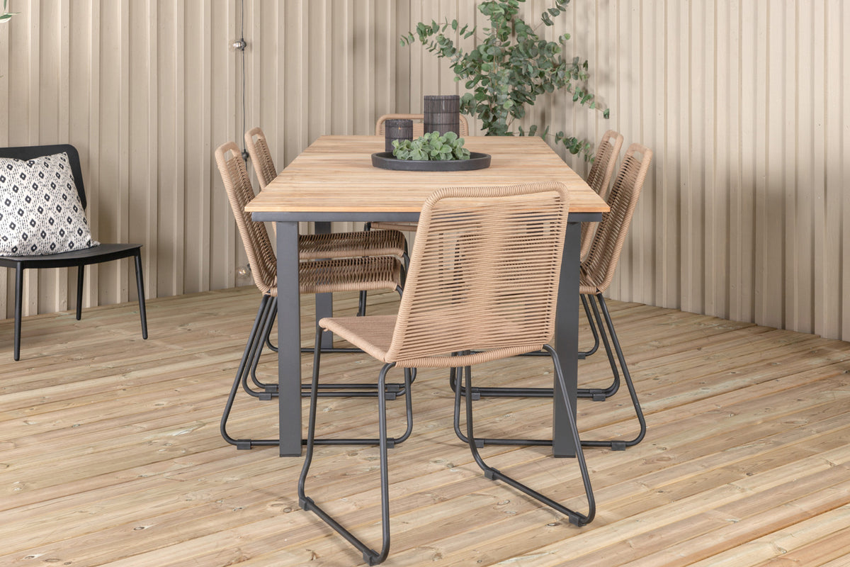 Venture Design Mexico & Lindos Matbord 90x180/240 + Matstolar Brun
