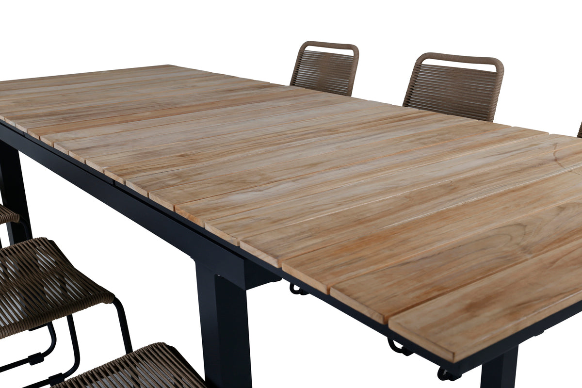 Venture Design Mexico & Lindos Matbord 90x180/240 + Matstolar Brun