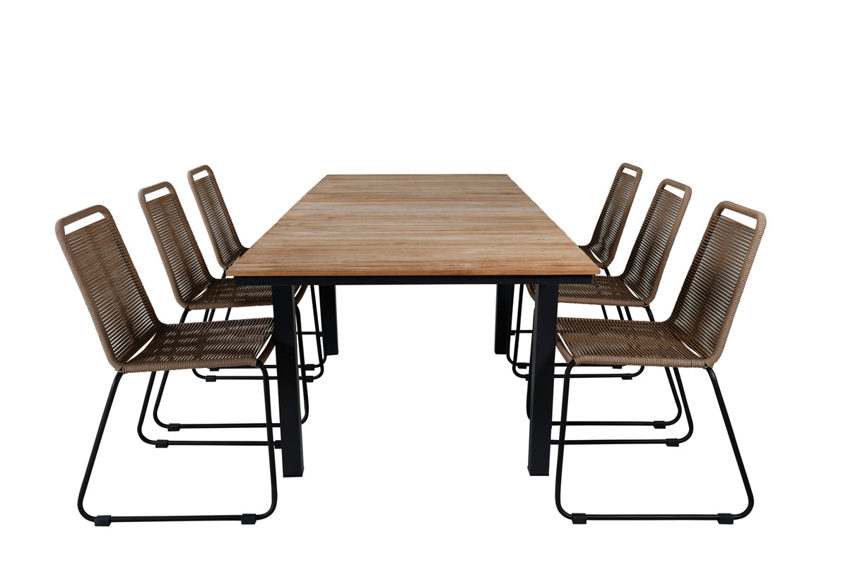 Venture Design Mexico & Lindos Matbord 90x180/240 + Matstolar Brun