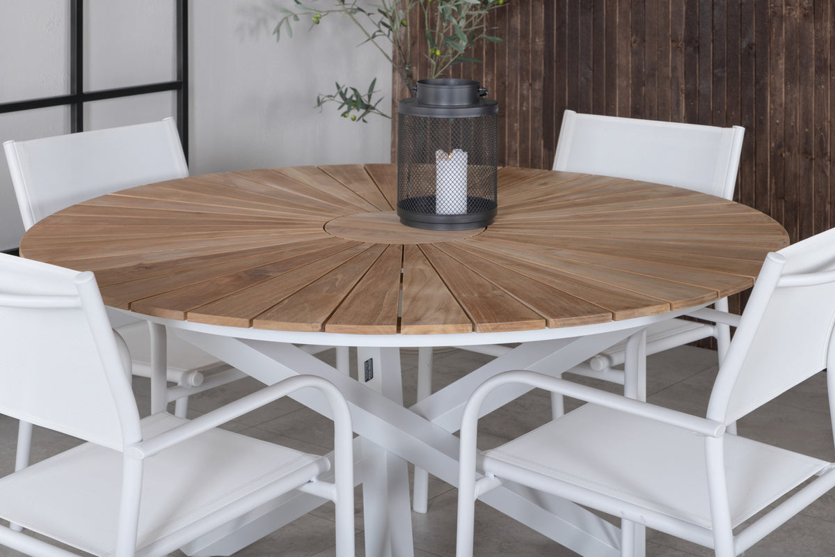 Venture Design Mexico & Santorini Matbord ⌀140 + Matstolar Vit
