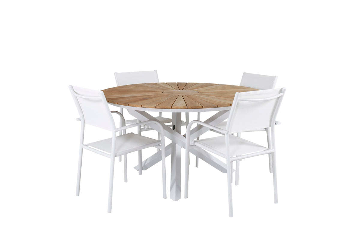 Venture Design Mexico & Santorini Matbord ⌀140 + Matstolar Vit