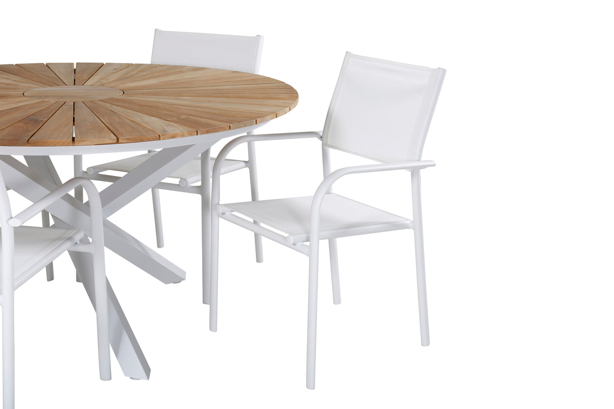 Venture Design Mexico & Santorini Matbord ⌀140 + Matstolar Vit