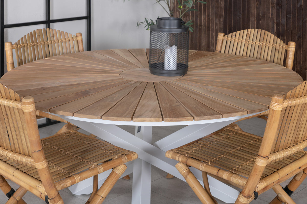 Venture Design Cane & Mexico Caféstolar Natur + Matbord ⌀140