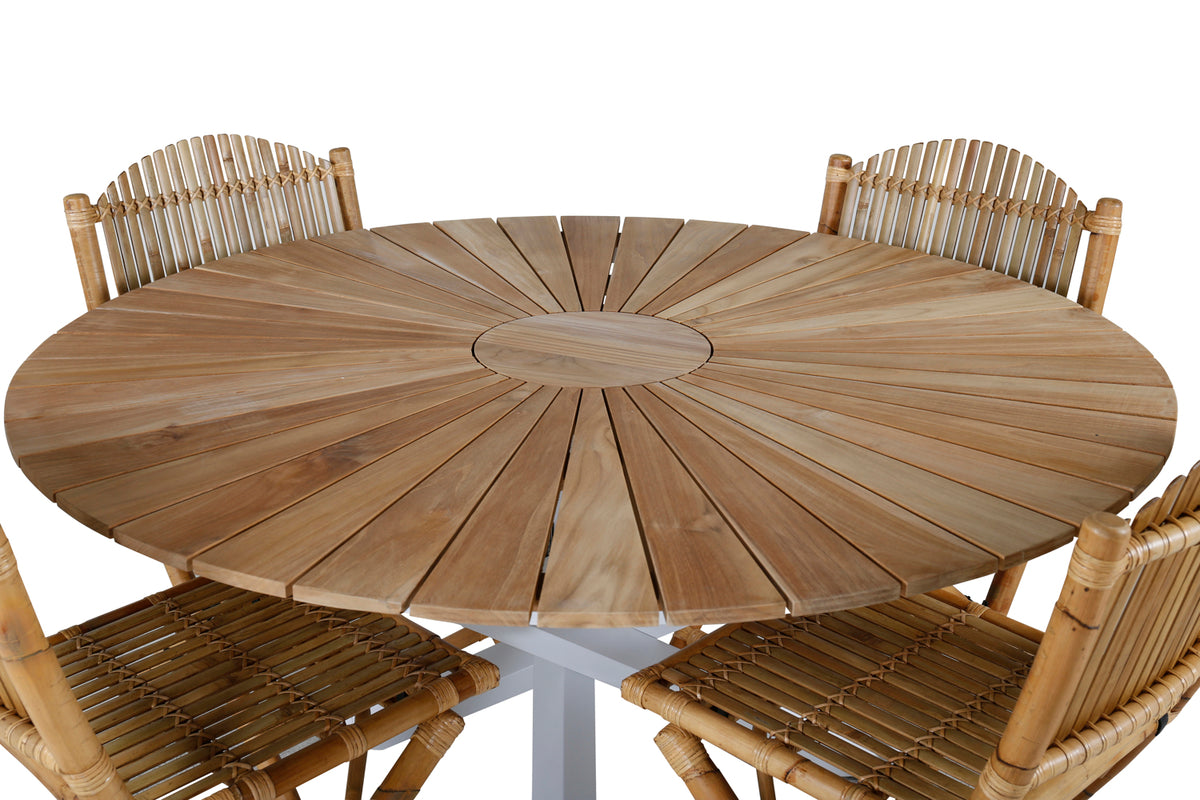 Venture Design Cane & Mexico Caféstolar Natur + Matbord ⌀140