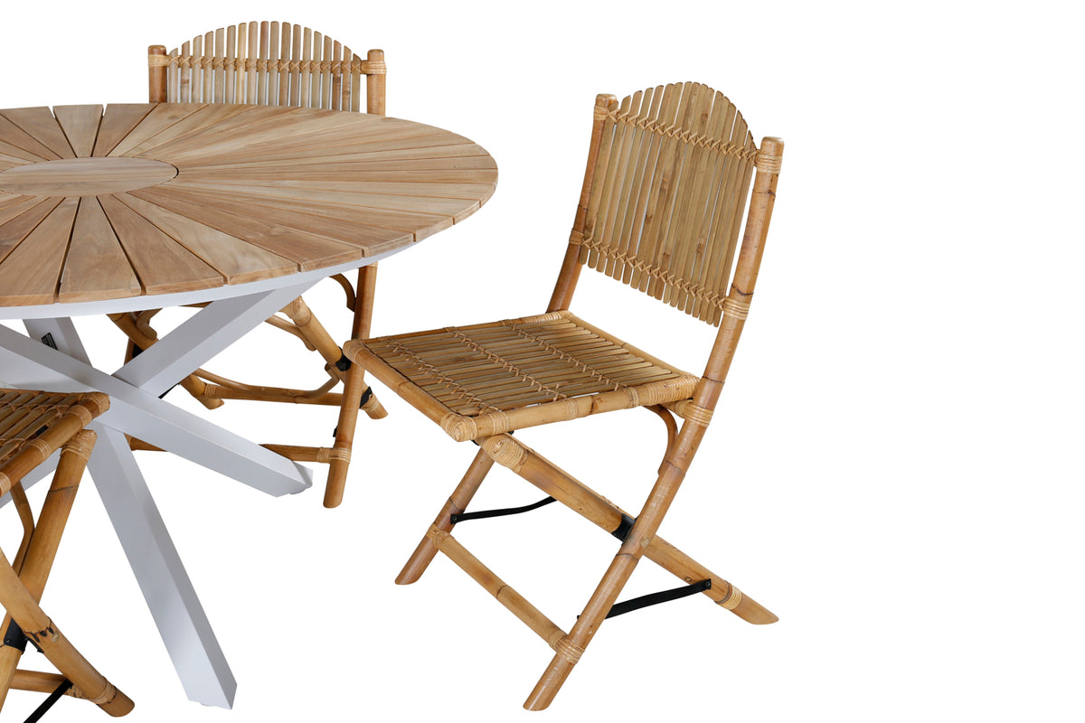 Venture Design Cane & Mexico Caféstolar Natur + Matbord ⌀140