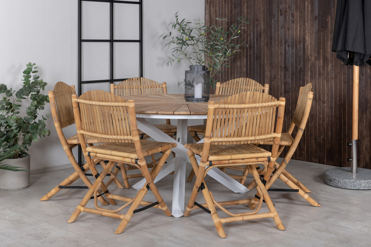 Venture Design Cane & Mexico Caféstolar Natur + Matbord ⌀140
