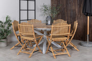 Venture Design Cane & Mexico Caféstolar Natur + Matbord ⌀140
