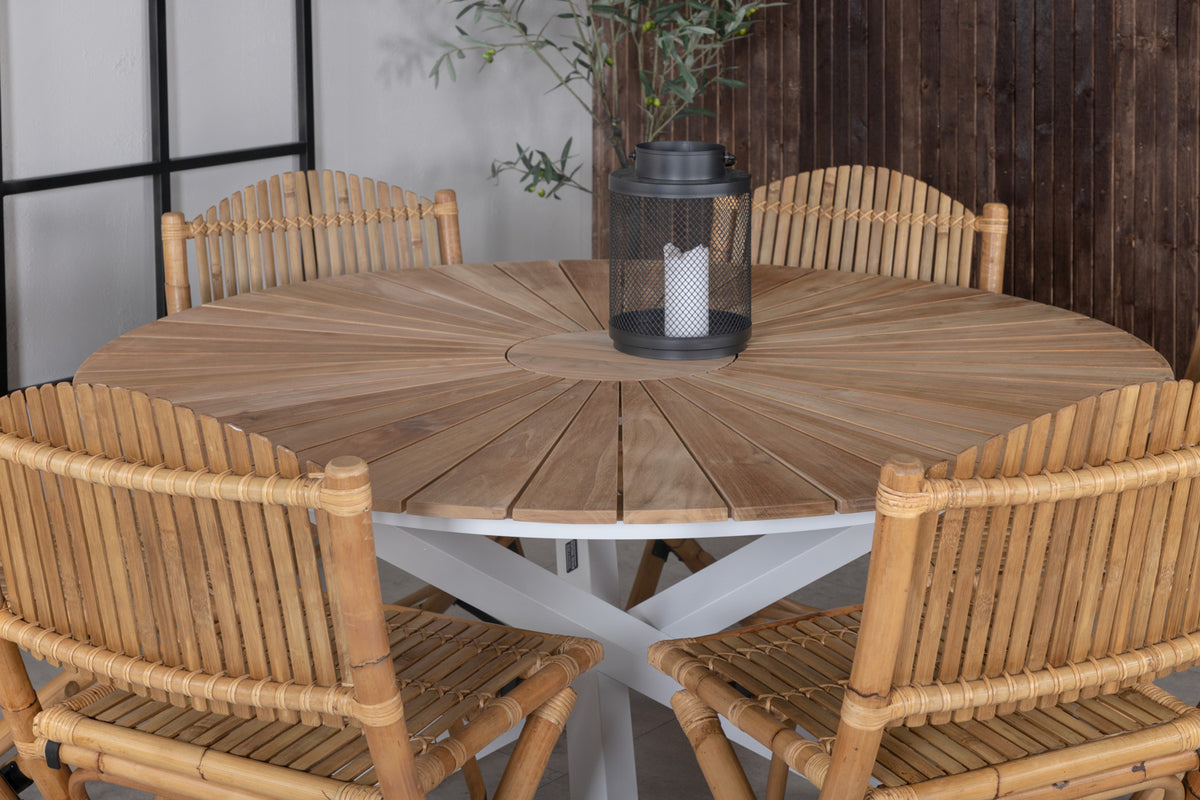Venture Design Cane & Mexico Caféstolar Natur + Matbord ⌀140