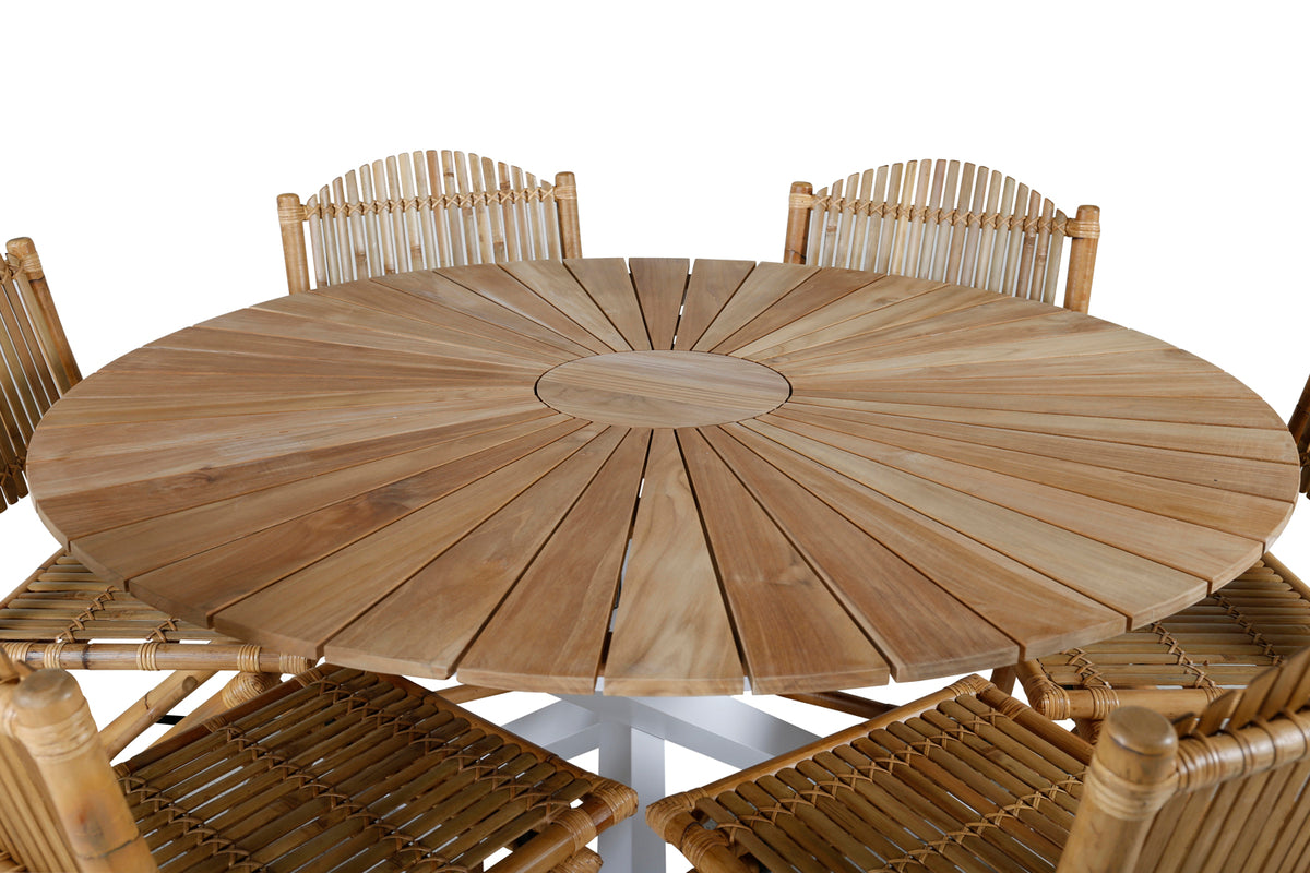Venture Design Cane & Mexico Caféstolar Natur + Matbord ⌀140
