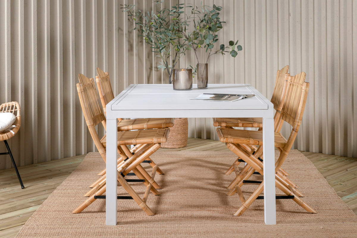 Venture Design Cane & Marbella Caféstolar Natur + Matbord 160x100x75