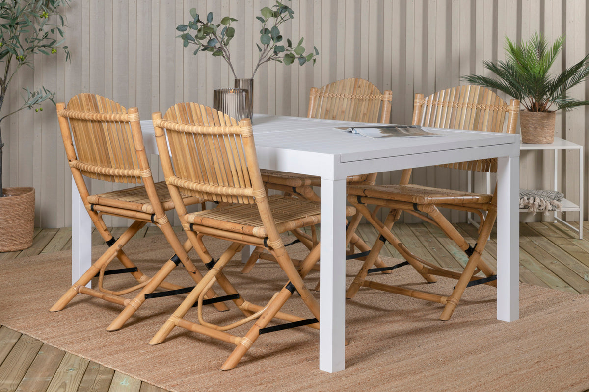 Venture Design Cane & Marbella Caféstolar Natur + Matbord 160x100x75