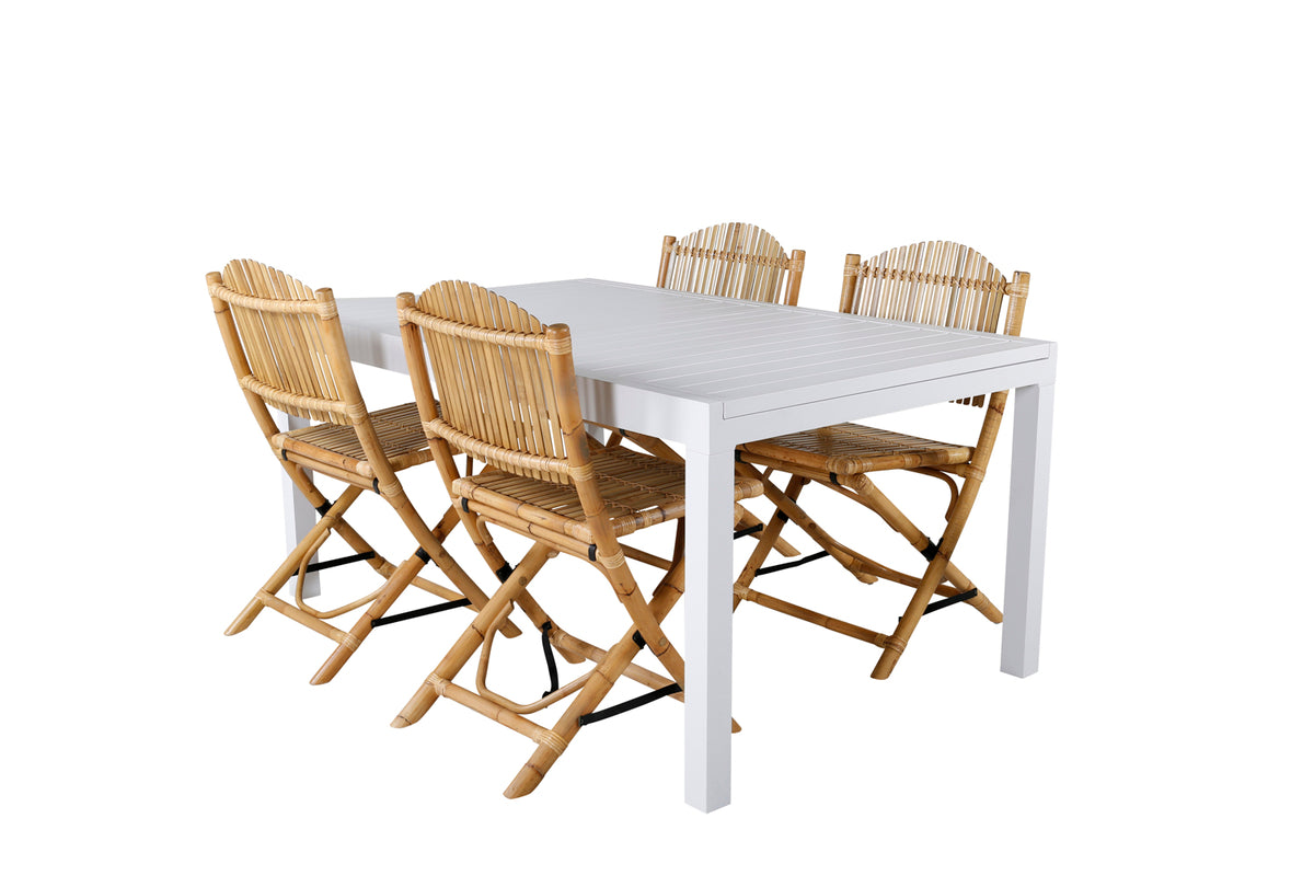 Venture Design Cane & Marbella Caféstolar Natur + Matbord 160x100x75