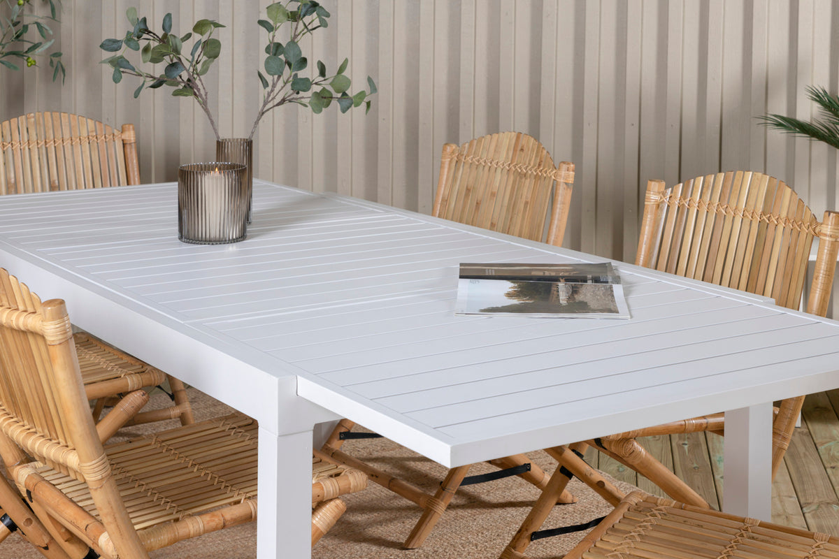 Venture Design Cane & Marbella Caféstolar Natur + Matbord 160x100x75