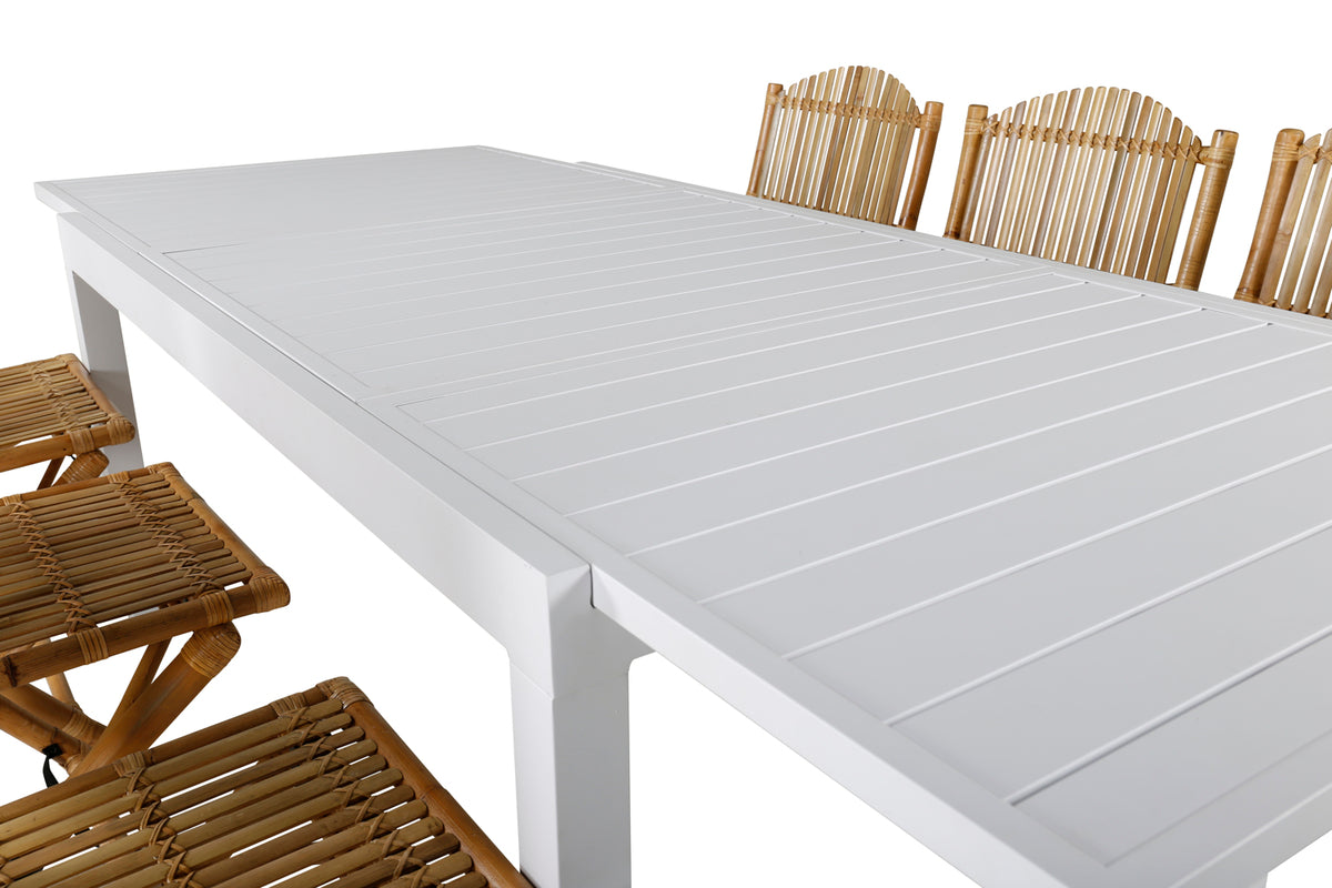 Venture Design Cane & Marbella Caféstolar Natur + Matbord 160x100x75