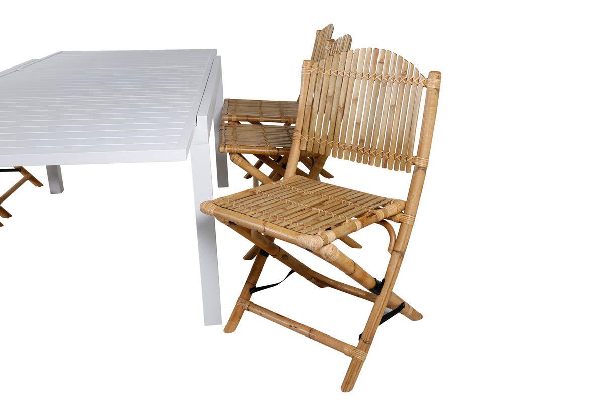 Venture Design Cane & Marbella Caféstolar Natur + Matbord 160x100x75