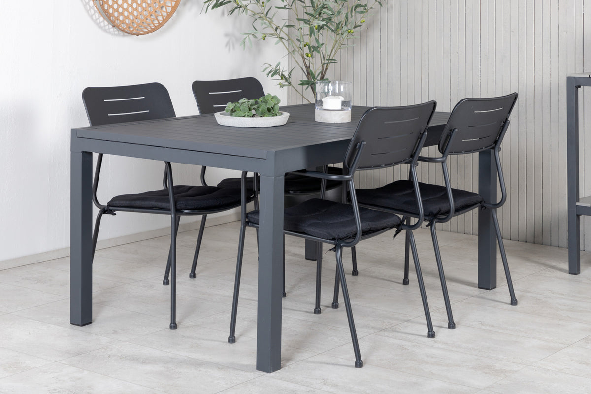 Venture Design Nicke & Marbella Matstolar Svart + Matbord 160x100x75