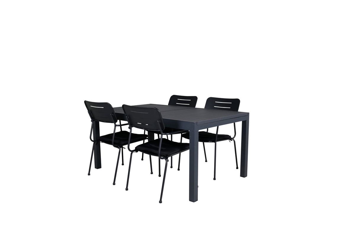 Venture Design Nicke & Marbella Matstolar Svart + Matbord 160x100x75