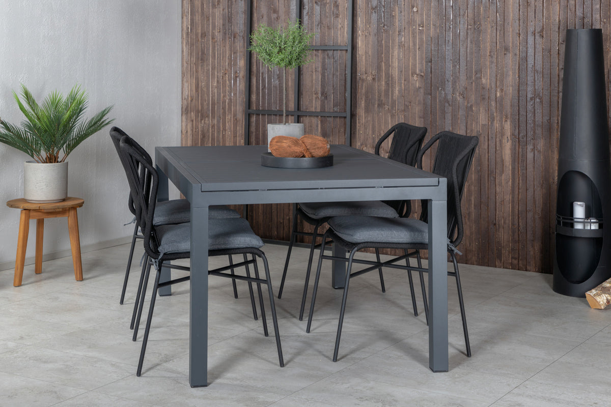 Venture Design Julian & Marbella Matstolar Svart + Matbord 160x100x75
