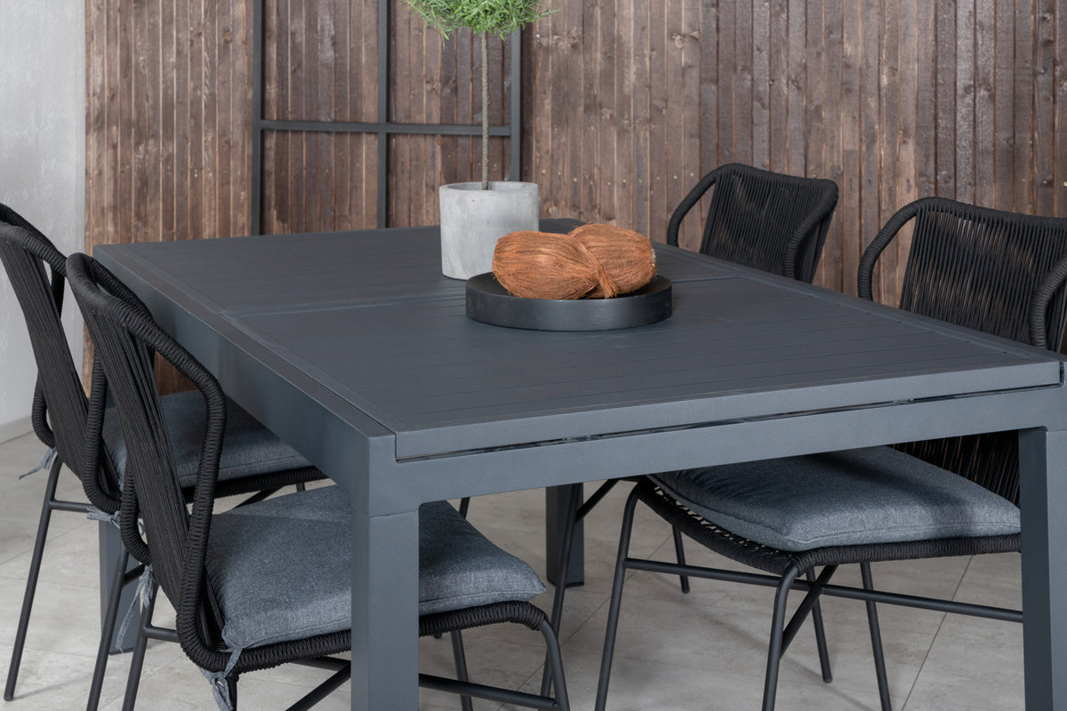 Venture Design Julian & Marbella Matstolar Svart + Matbord 160x100x75
