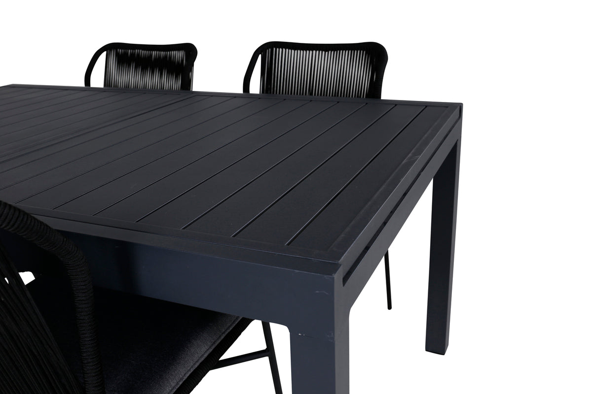 Venture Design Julian & Marbella Matstolar Svart + Matbord 160x100x75