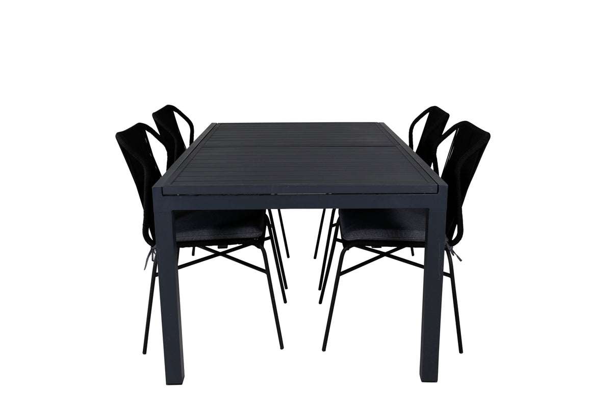 Venture Design Julian & Marbella Matstolar Svart + Matbord 160x100x75