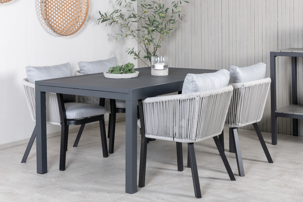 Venture Design Virya & Marbella Matstolar 2-pack Svart + Rektangulära Matbord 160 x 100 Svart