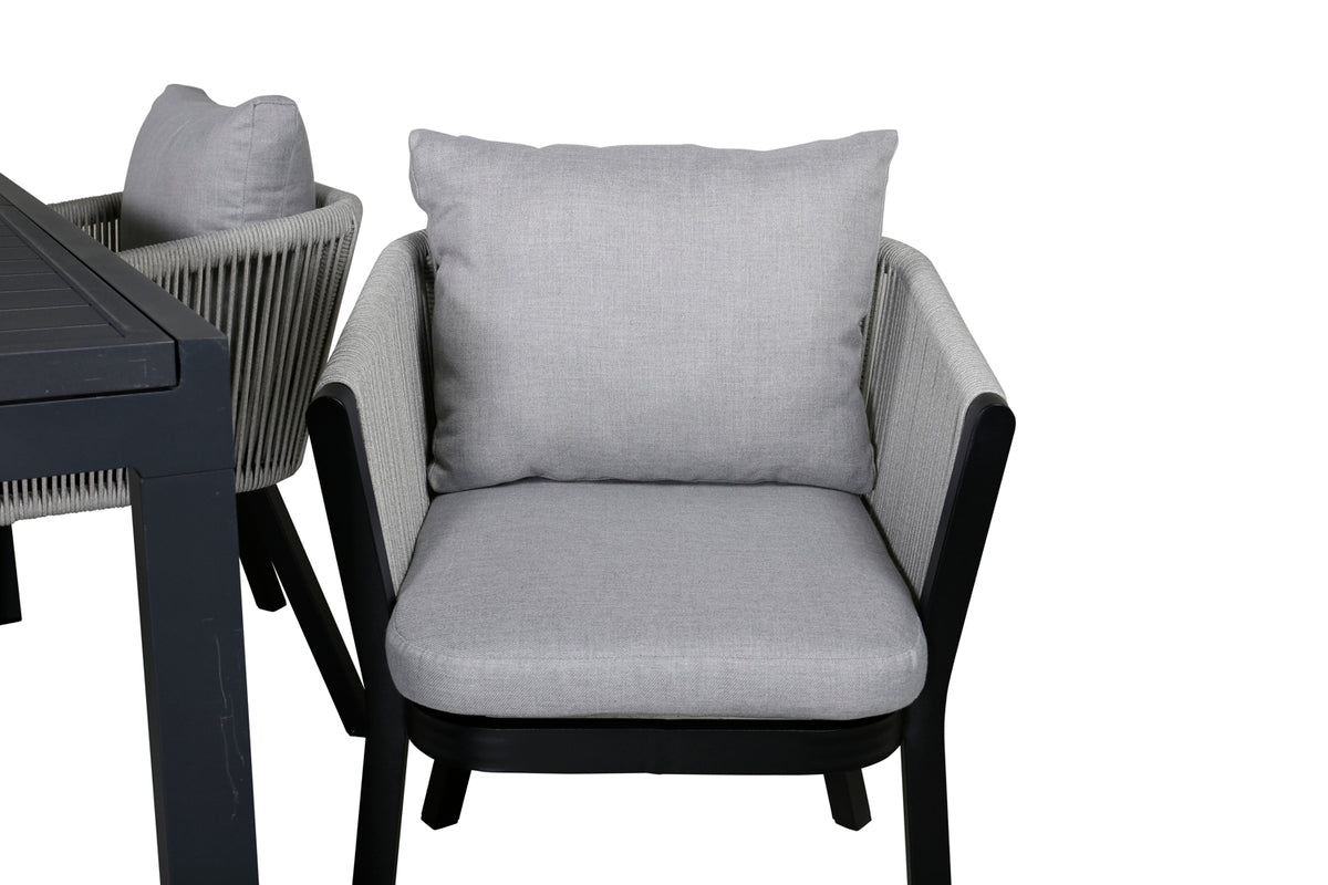 Venture Design Virya & Marbella Matstolar 2-pack Svart + Rektangulära Matbord 160 x 100 Svart