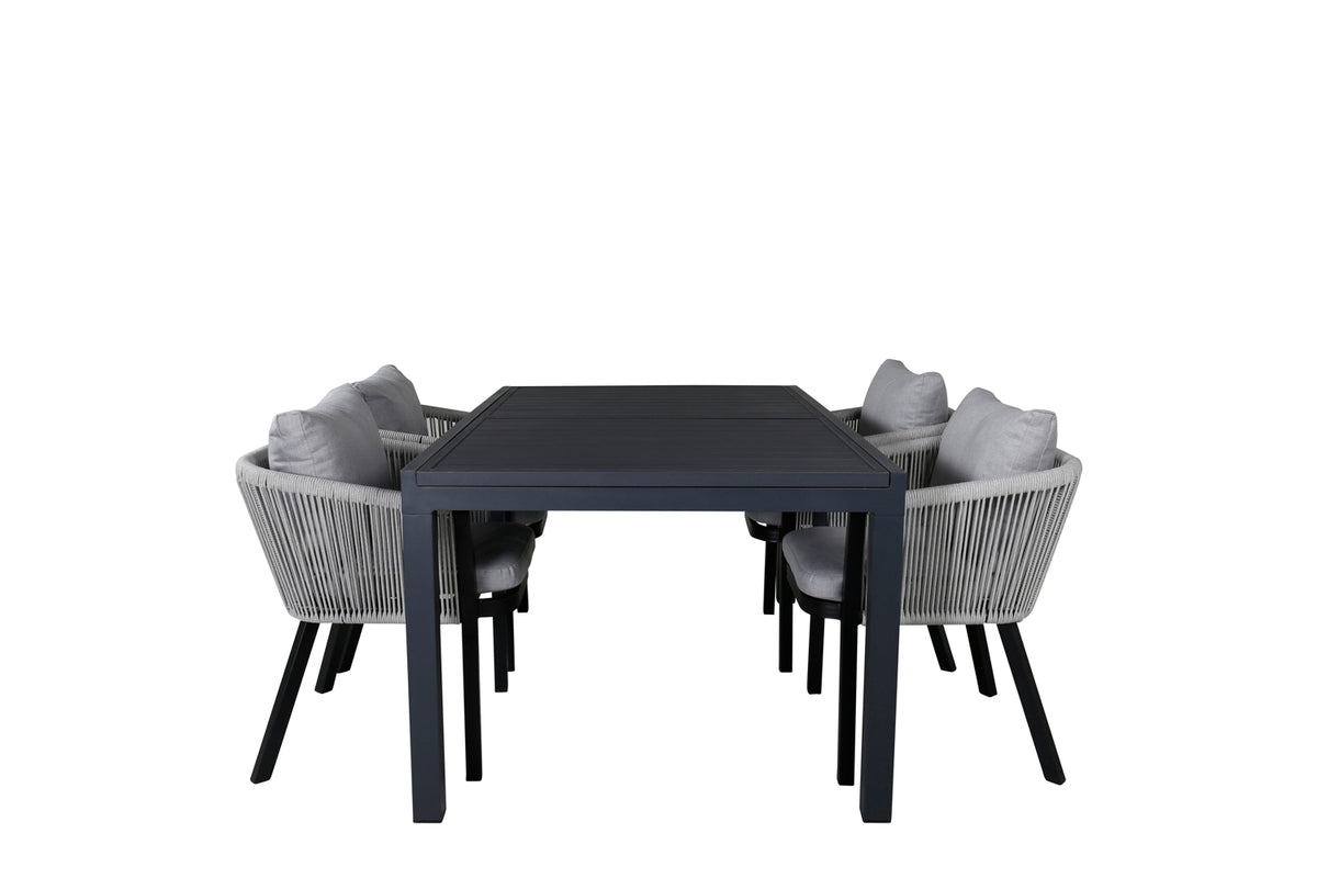 Venture Design Virya & Marbella Matstolar 2-pack Svart + Rektangulära Matbord 160 x 100 Svart