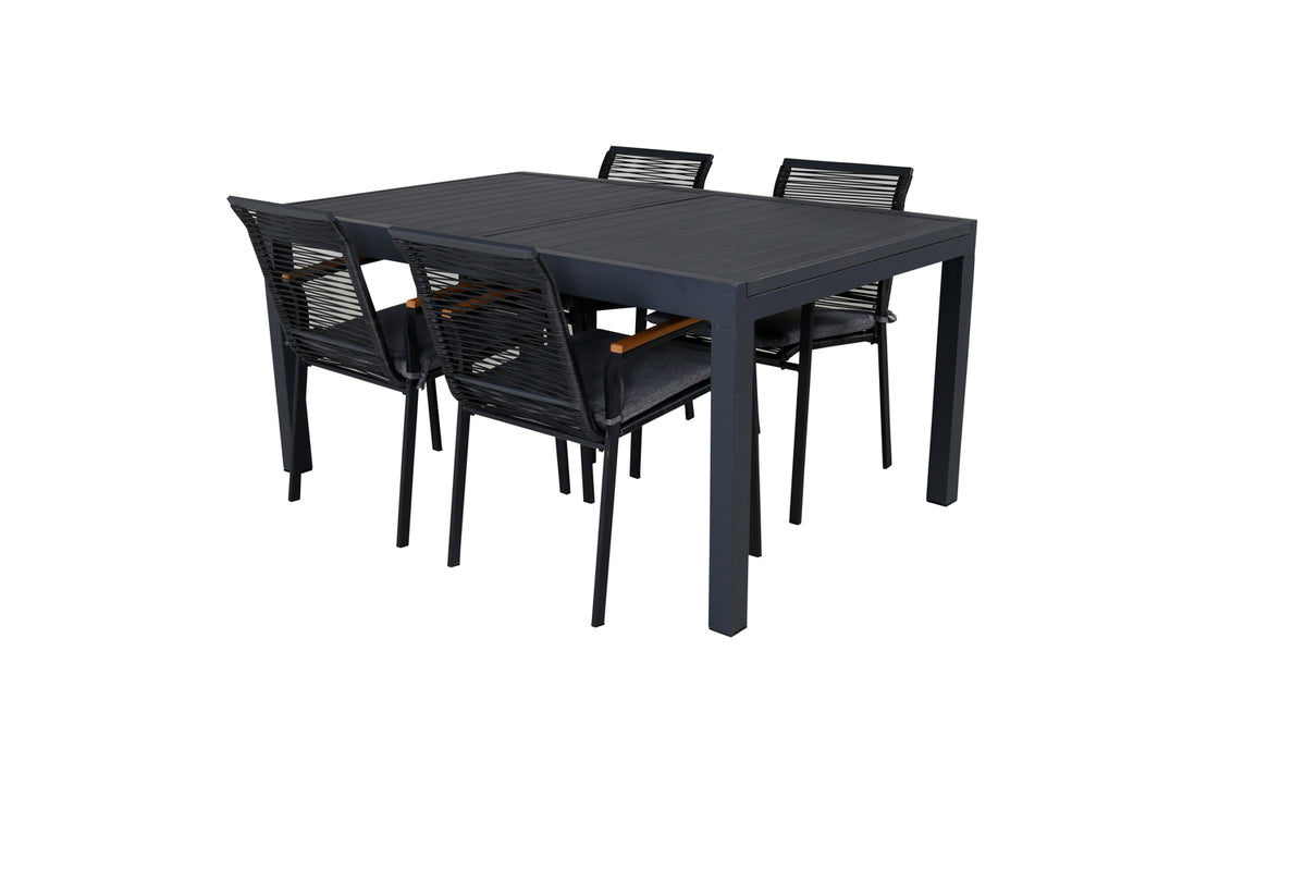 Venture Design Dallas & Marbella Matstolar Svart + Matbord 160x100x75