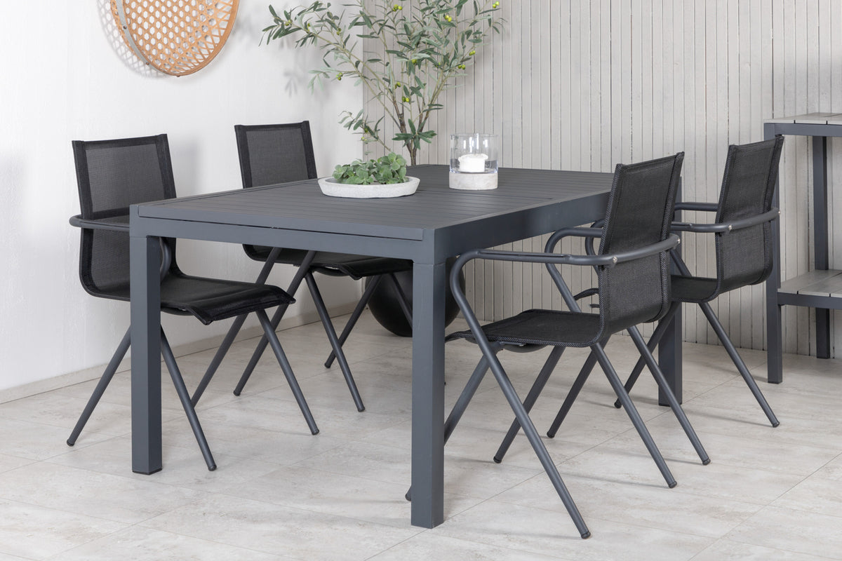 Venture Design Alina & Marbella Matstolar Svart + Matbord 160x100x75