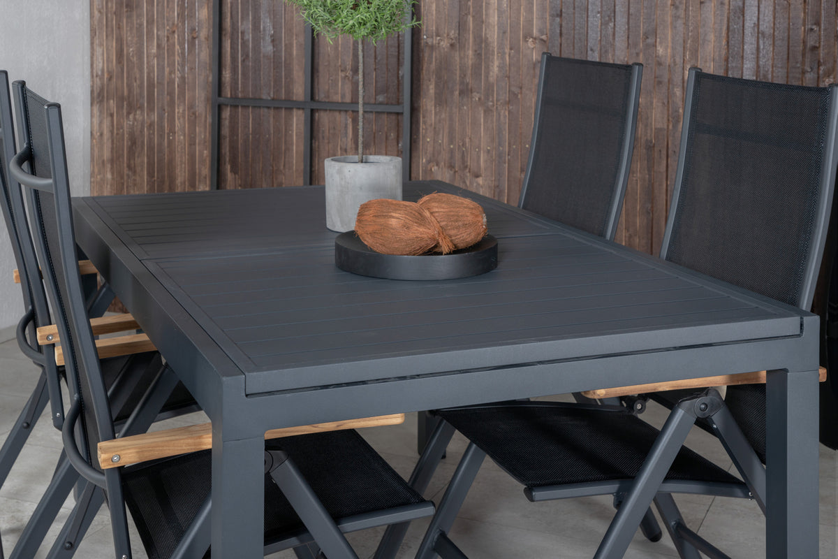 Venture Design Panama & Marbella Positionsstolar Svart + Matbord 160x100x75