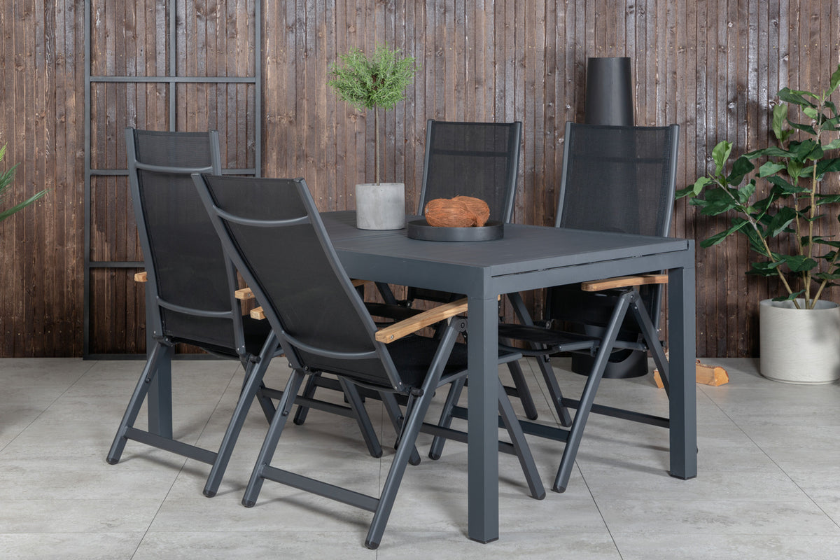 Venture Design Panama & Marbella Positionsstolar Svart + Matbord 160x100x75