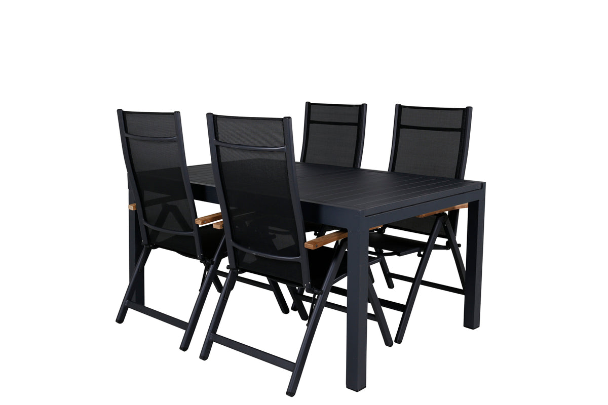 Venture Design Panama & Marbella Positionsstolar Svart + Matbord 160x100x75
