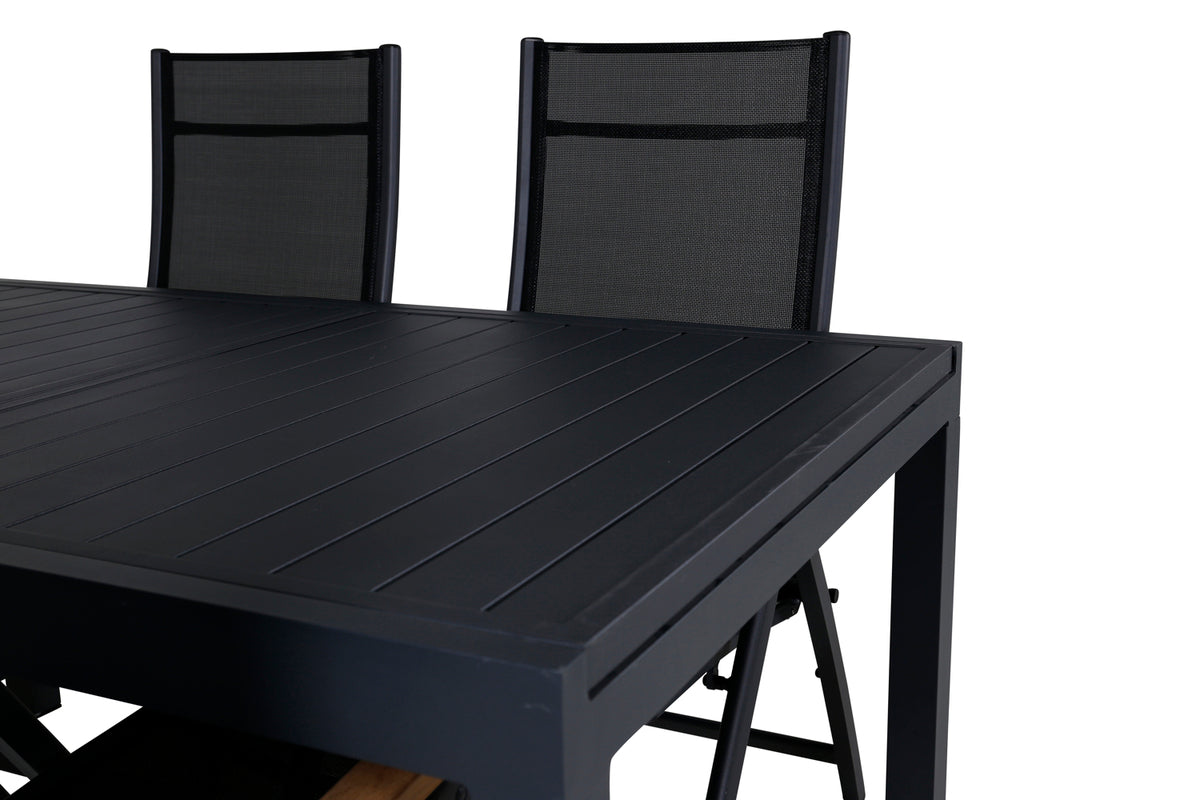Venture Design Panama & Marbella Positionsstolar Svart + Matbord 160x100x75