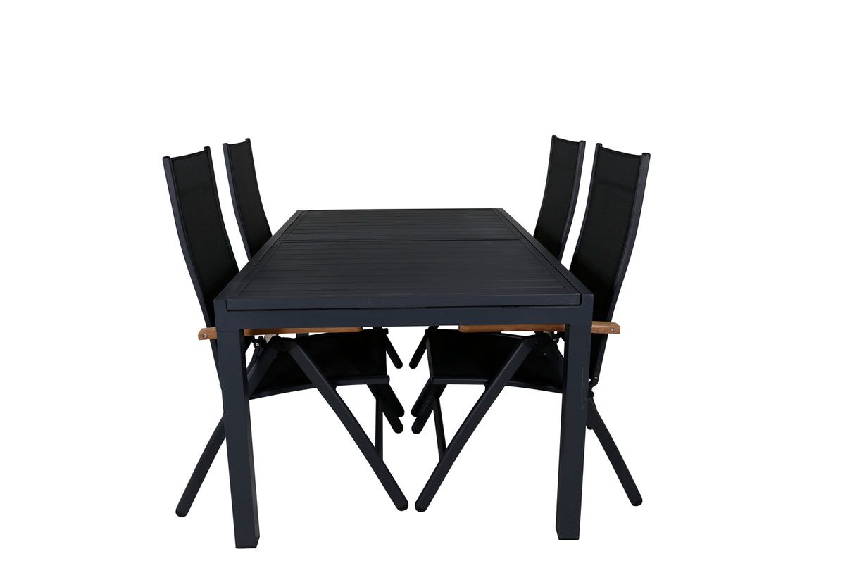 Venture Design Panama & Marbella Positionsstolar Svart + Matbord 160x100x75
