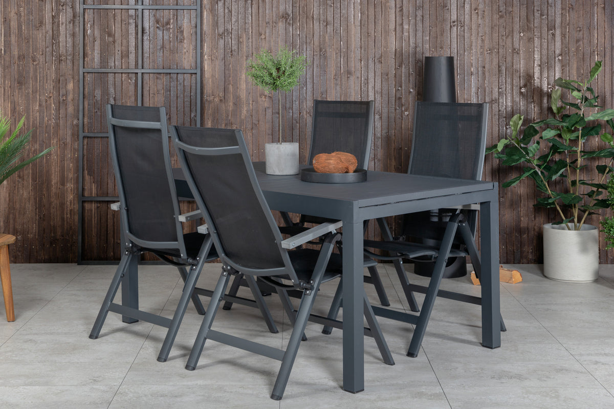 Venture Design Albany & Marbella Positionsstolar Svart + Matbord 160x100x75