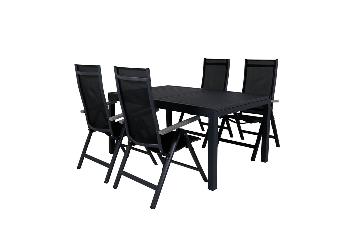 Venture Design Albany & Marbella Positionsstolar Svart + Matbord 160x100x75