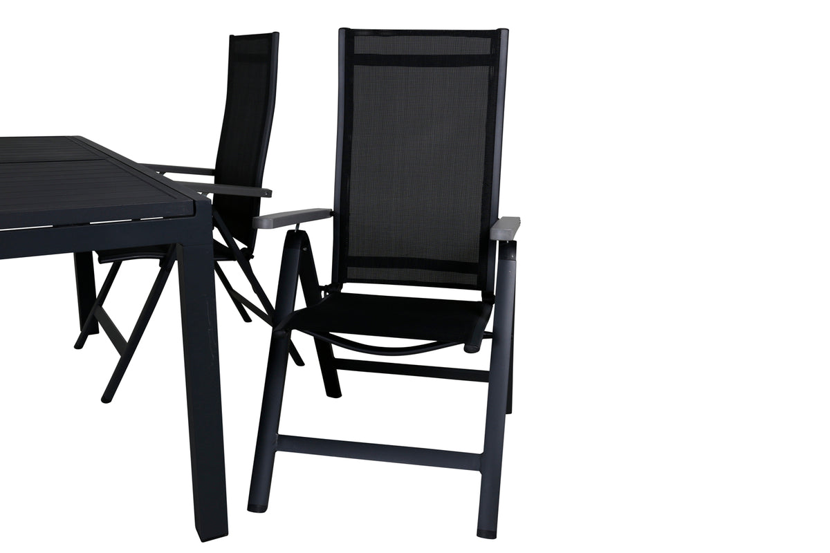 Venture Design Albany & Marbella Positionsstolar Svart + Matbord 160x100x75
