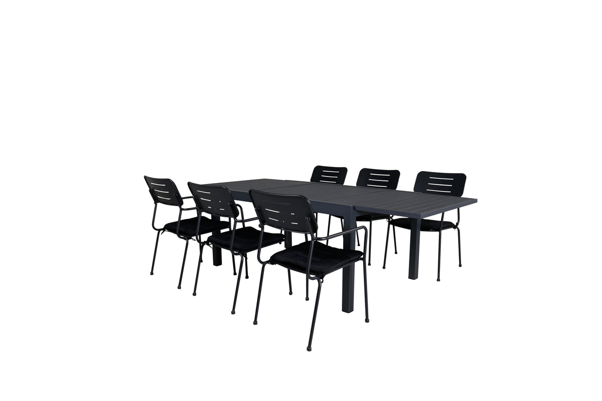 Venture Design Nicke & Marbella Matstolar Svart + Matbord 160x100x75