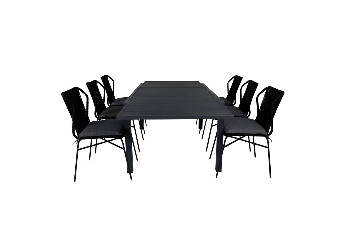 Venture Design Julian & Marbella Matstolar Svart + Matbord 240x100