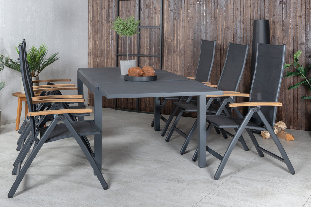 Venture Design Panama & Marbella Positionsstolar Svart + Matbord 160x100x75