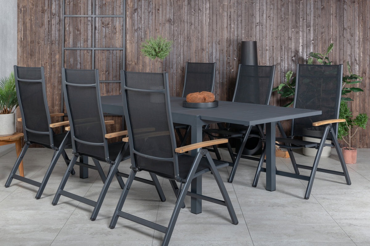 Venture Design Panama & Marbella Positionsstolar Svart + Matbord 160x100x75