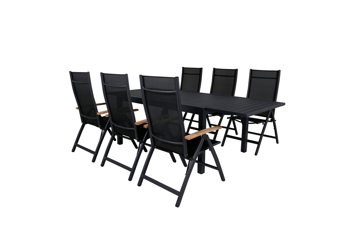Venture Design Panama & Marbella Positionsstolar Svart + Matbord 160x100x75