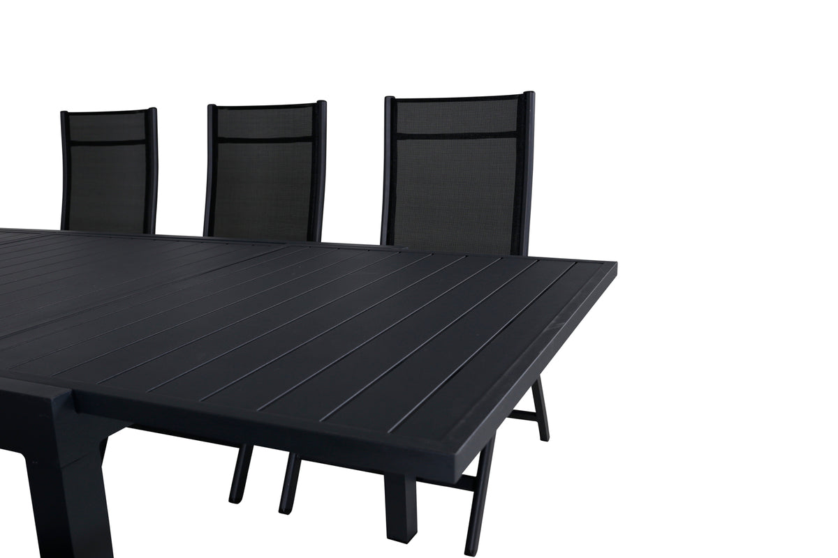 Venture Design Panama & Marbella Positionsstolar Svart + Matbord 160x100x75